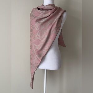 Elegant Pink Floral Square Scarf EUC